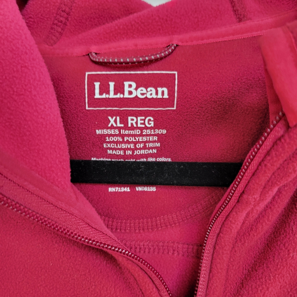 L.L. Bean Raspberry Full-Zip Hooded Fleece Jacket - Picture 3 of 6